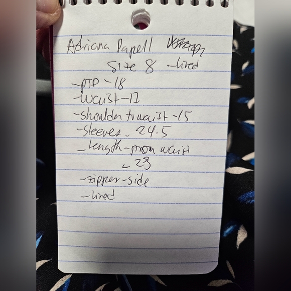 Adrianna Papel Chic Black and Blue Patterned Dress wrap style Size 8 - Picture 4 of 14